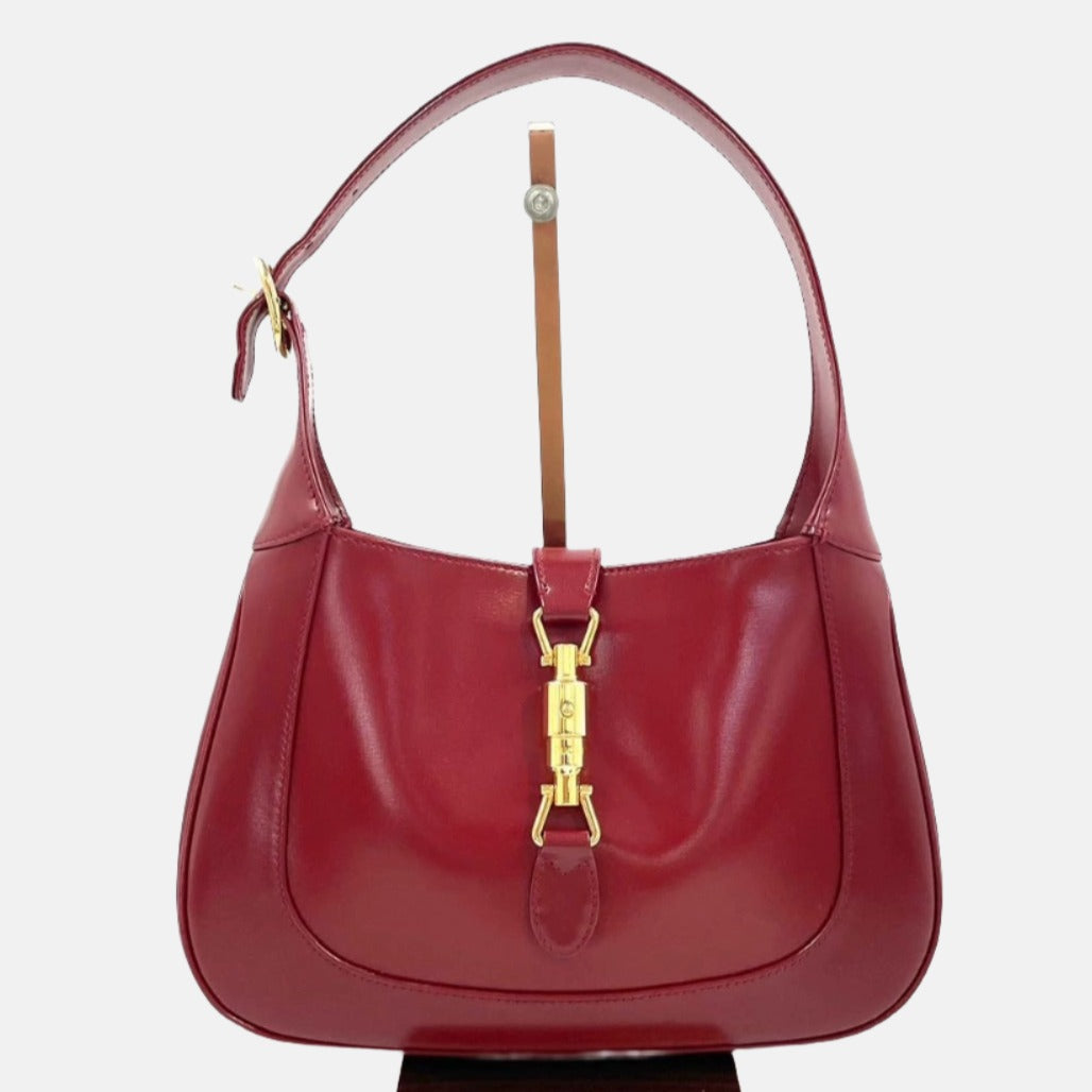 Gucci Jackie 1961 Small Burgundy Red Leather Bag with Adjustable Strap-Luxbags