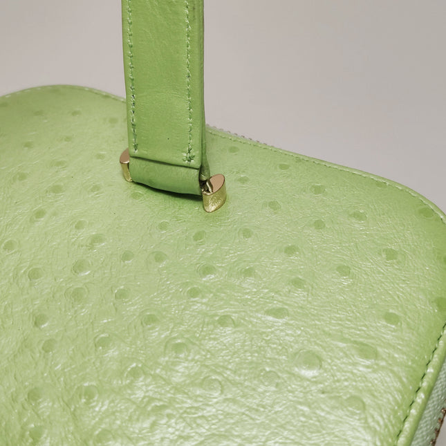 Versace Vintage Logo Sun Vanity Bag Green Calfskin Leather Gold Hardware