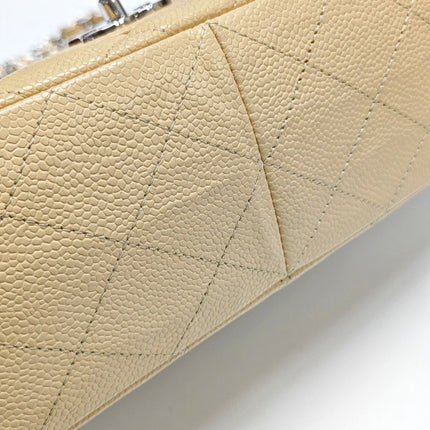 Chanel Classic Flap Jumbo Beige Caviar Leather Single Flap Silver Hardware