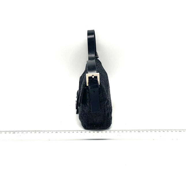 Fendi Baguette Vintage Black Glitter Beads Shoulder Bag