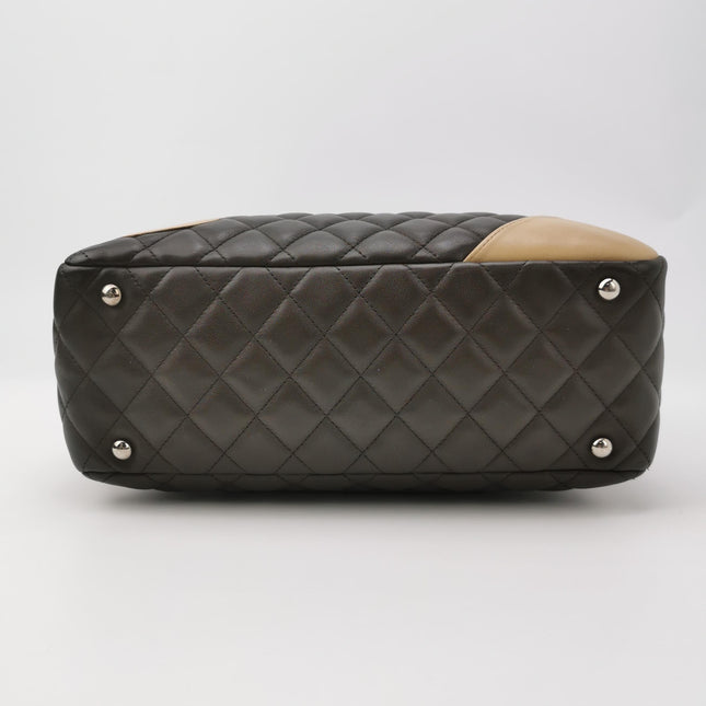 Chanel Cambon Medium Shoulder Bag Chocolate Brown Calfskin Leather Double Strap