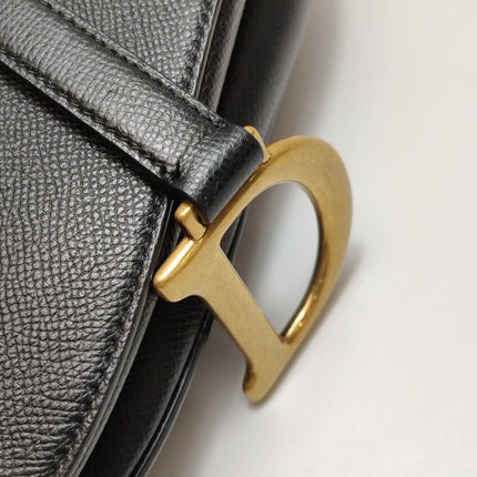 Dior Saddle 2020 Medium Grained Calfskin Leather Bag Black