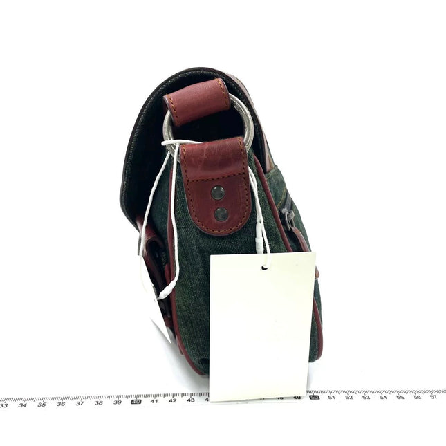 Dior Vintage Gaucho Mini Green Denim Burgundy Leather Crossbody Bag 2006
