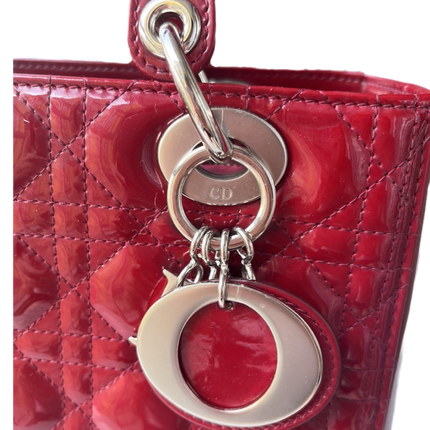 Sold Lady Dior Medium Bag Red Patent Leather SKU 0194