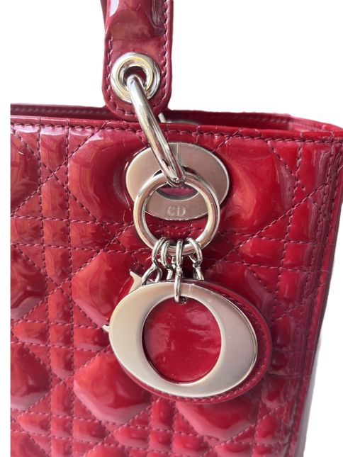 Sold Lady Dior Medium Bag Red Patent Leather SKU 0194