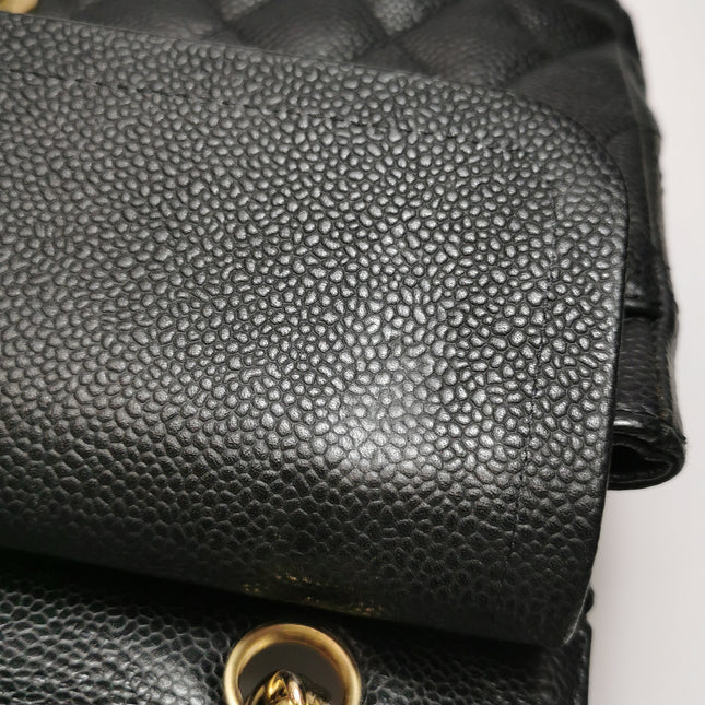 Chanel Classic Flap Medium Black Caviar Leather Gold Hardware, 2009-2010