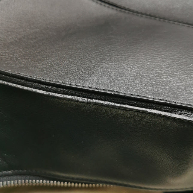 Loewe Puzzle Large Black Smooth Leather White Logo