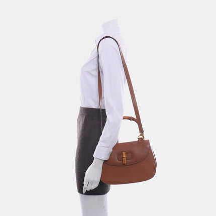 Sold Gucci Bamboo 1947 Top Handle Bag Leather Medium Tan Brown