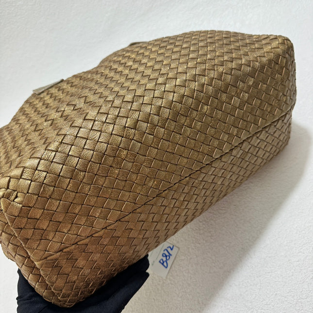 Sold Bottega Veneta Cabat Medium Intreccio Leather Tote Bag Gold