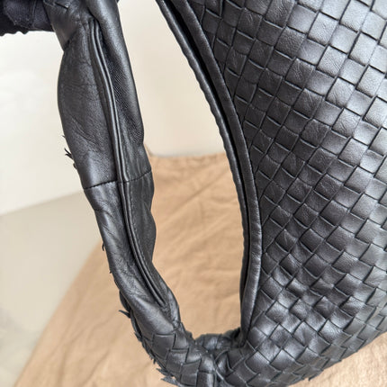 Bottega Veneta Intrecciato Hobo Bag Medium With Fringes Black Lambskin leather 40cm