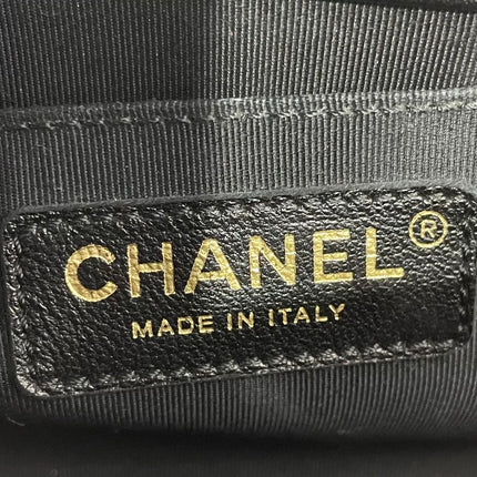 Chanel Le Boy Small Black Lambskin Leather Antiqued Gold Hardware