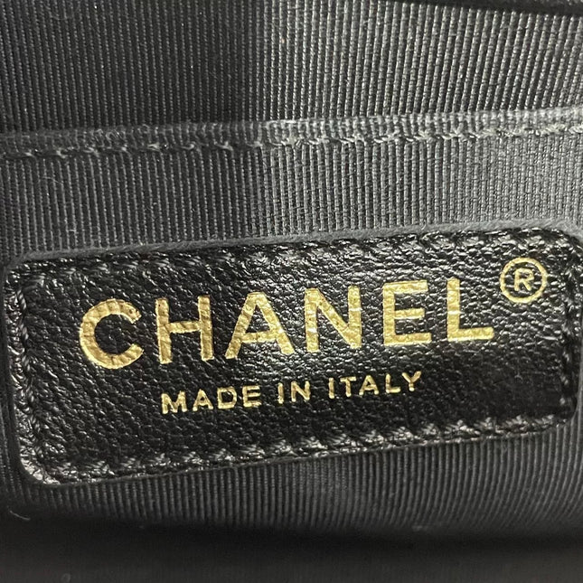 Chanel Le Boy Small Black Lambskin Leather Antiqued Gold Hardware