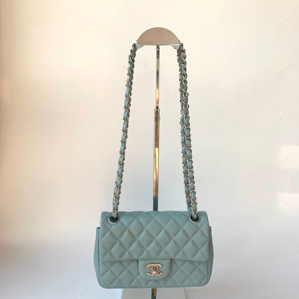 Sold Chanel Classic Flap Rectangular Mini Misty Blue Lambskin, 2011-2012