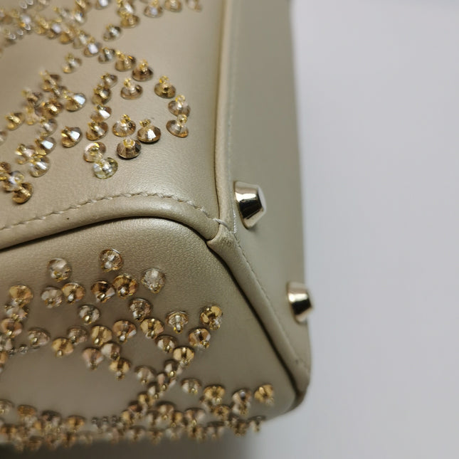 Lady Dior Mini Gold Calfskin Leather with Crystals Gold Hardware 2020