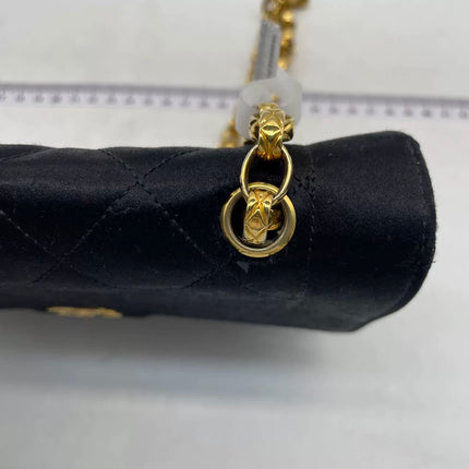 Chanel Diana Flap Bag Mini Black Silk Satin Bijou Chain
