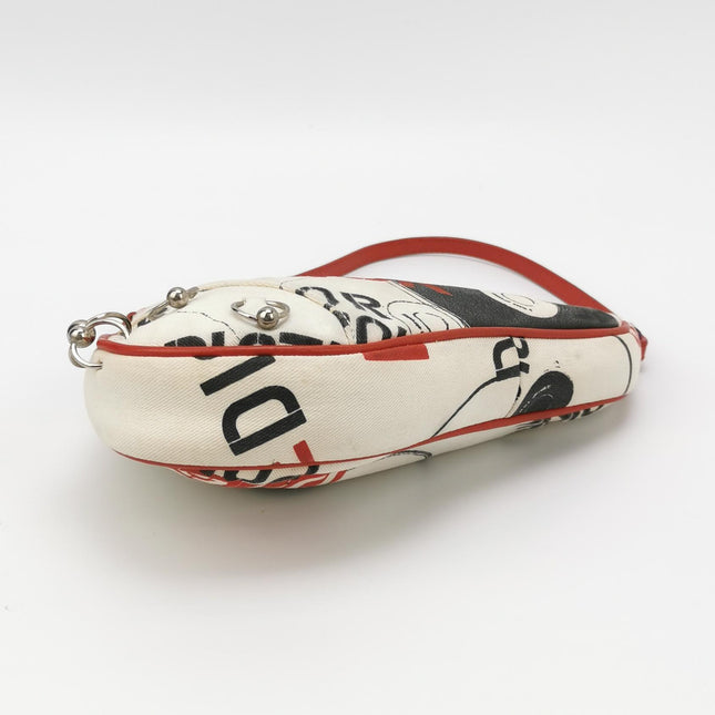 Dior Saddle Mini Classic Hardcore by John Galliano White Canvas Silver Hardware