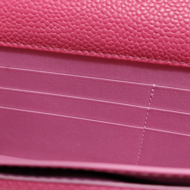 Chanel WOC Wallet on Chain Fuchsia Caviar Leather with Enamel Logo