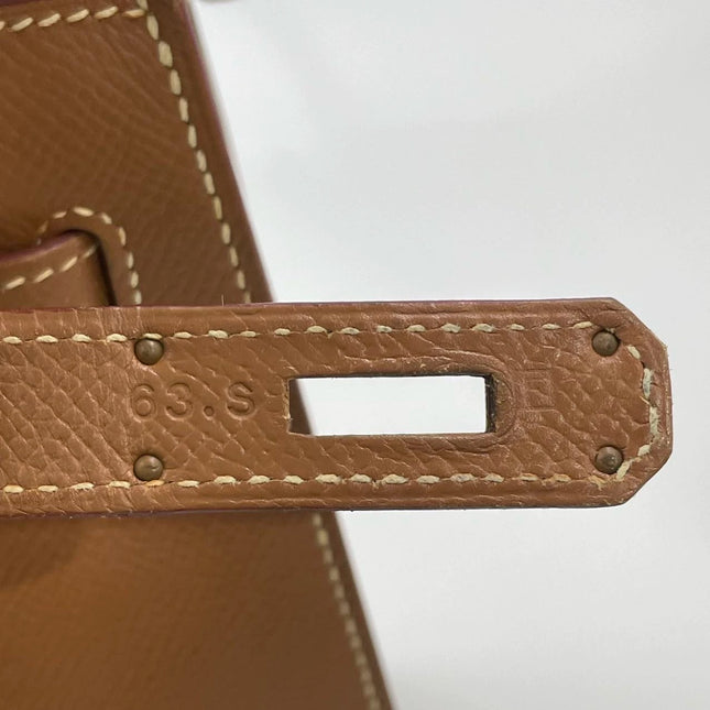 Hermes Kelly 32 Sellier Gold Epsom Leather Gold HW Double Ring 2002