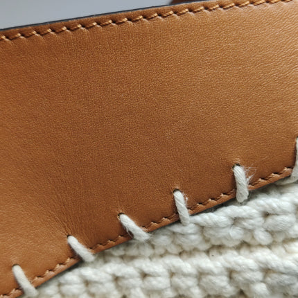 Loewe Hammock Small Brown Leather Knit Top Handle Crossbody Bag
