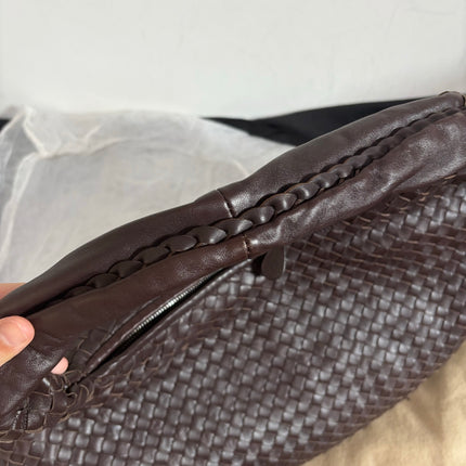 Bottega Veneta Belly Hobo Intreccio Leather Dark Chocolate Brown Large 50cm