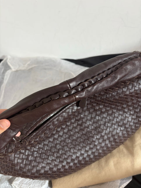 Bottega Veneta Belly Hobo Intreccio Leather Dark Chocolate Brown Large 55cm