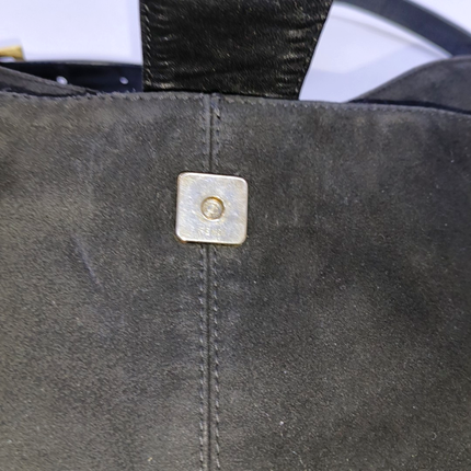 Fendi Mamma Baguette Forever Black Suede Leather Red Buckle