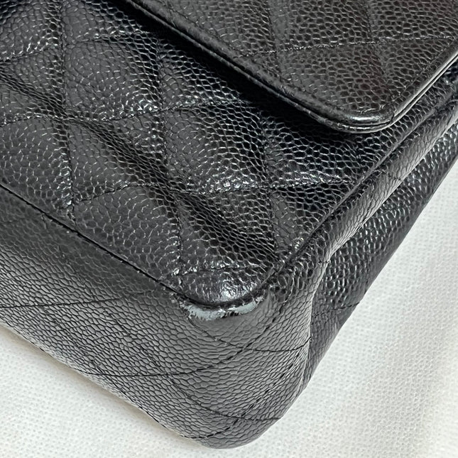 Chanel Classic Flap Medium Black Caviar Leather with 24k Gold Hardware, 2008