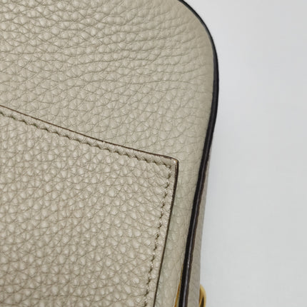 Fendi Baguette Selleria Medium White Grey Calfskin Leather Green Interior Crossbody Bag