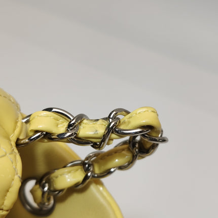 Chanel Classic Flap Rectangular Mini Yellow Patent Leather Silver HW, 2014-2015