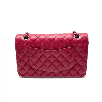 Chanel Classic Flap Medium Red Lambskin Leather with Silver Hardware 2012-13