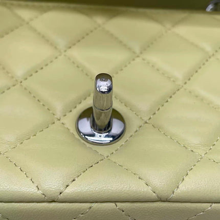 Chanel Classic Flap Rectangular Mini Yellow Lambskin Leather Silver Hardware Microchip