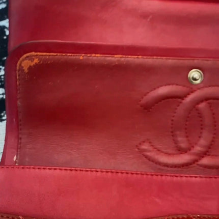 Chanel Classic Flap Medium 2011 Red Patent Leather Silver Hardware