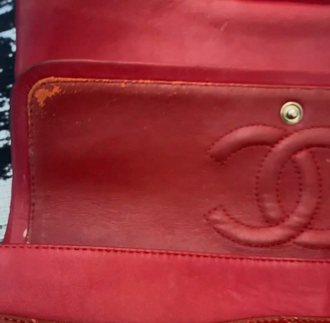 Chanel Classic Flap Medium 2011 Red Patent Leather Silver Hardware