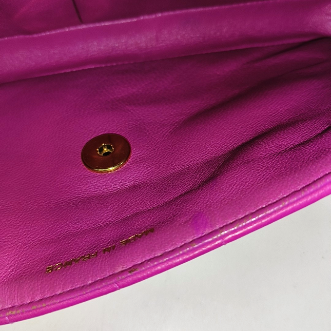 Chanel East West Chocolate Bar Fuchsia Pink Leather 24k Gold hardware