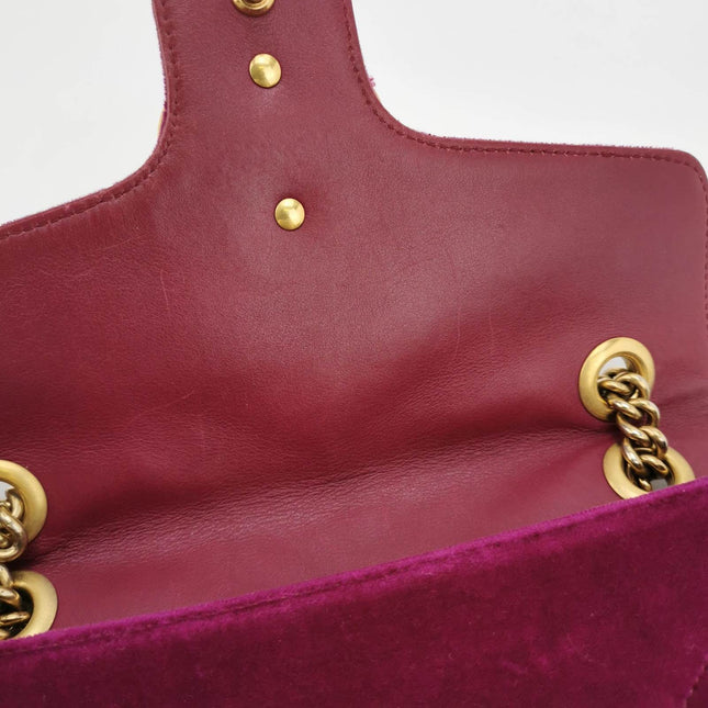 Sold Gucci Marmont Mini Flap Pink Velvet Handbag