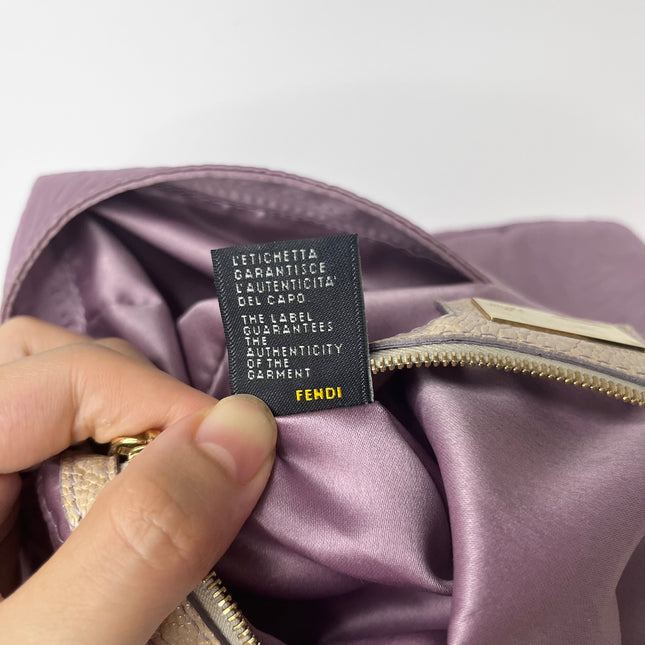 Sold FENDI Baguette Purple Silk with embossed pattern