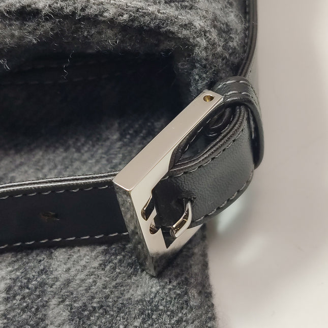 Fendi Baguette Bag Grey Wool Zucca Print Shoulder Bag