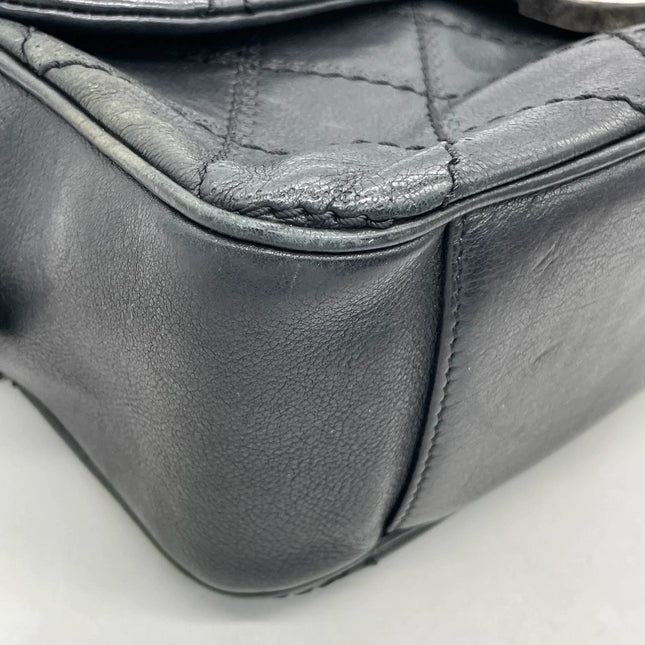 Chanel 2013 Paris-Edinburgh Large Black Flap Calfskin Leather Shoulder Bag