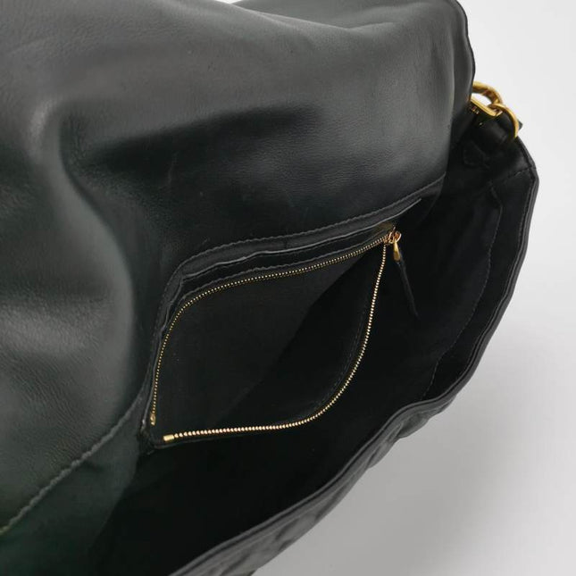 Sold Fendi Baguette Black Leather 3D FF Motif Crossbody Bag Large