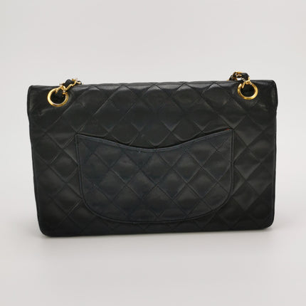 Chanel Classic Flap Vintage Medium Black Lambskin Leather 24k Gold Hardware 1986-1988