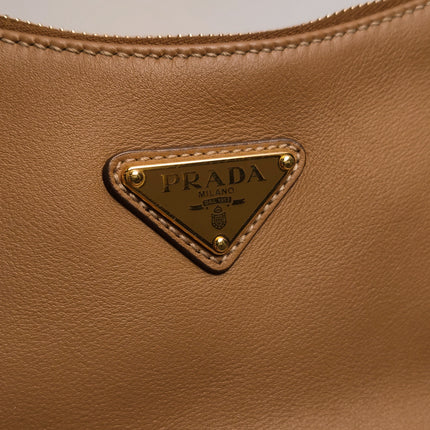 Prada Aimée Tan Brown Medium Calfskin Leather Shoulder Bag