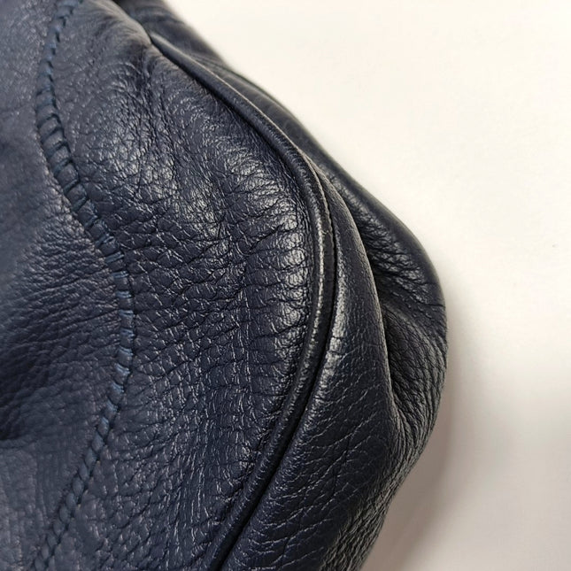 Gucci Jackie Soft Large Navy Leather Shoulder Bag With Strap