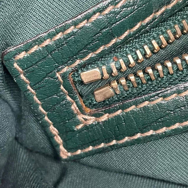 Gucci Large Vintage Green Leather and Monogram Side Horsebit Shoulder Bag