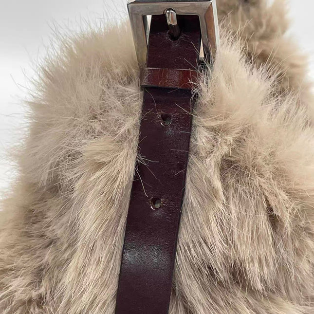 Fendi Baguette Soft Beige Fluffy Fur Shoulder Bag