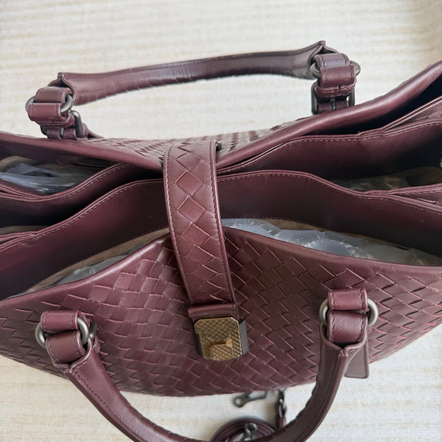 Bottega Veneta Roma Burgundy Intrecciato Nappa Leather Large 35cm