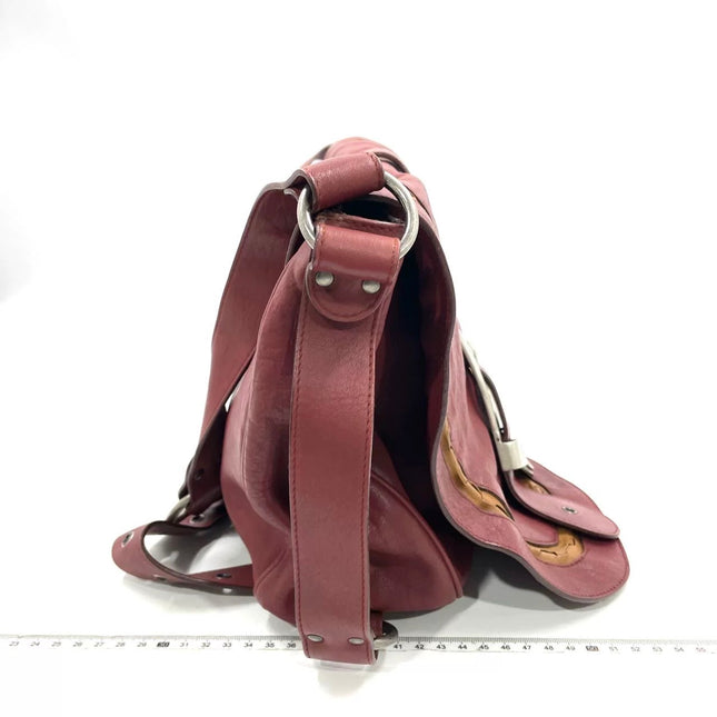 Dior Vintage Gaucho XL Red Leather Crossbody Bag 42cm