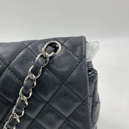 Chanel Classic Flap Maxi Black Soft Caviar Leather Silver-tone Hardware Giant CC Logo