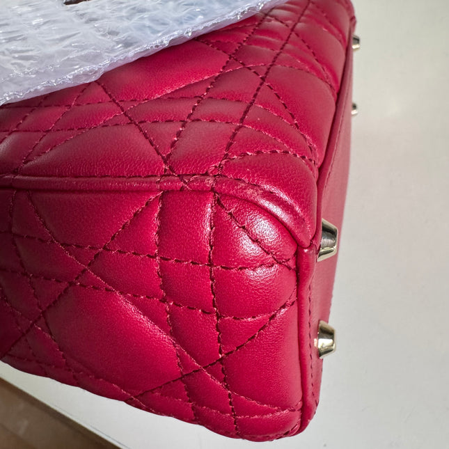 Lady Dior Mini Burgundy Lambskin Leather Gold HW Chain Strap
