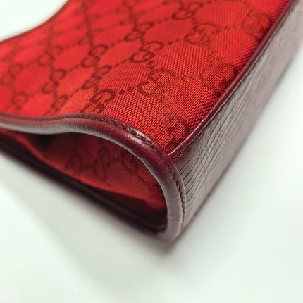 Gucci Jackie Vintage Red Monogram Fabric and Leather Shoulder Bag