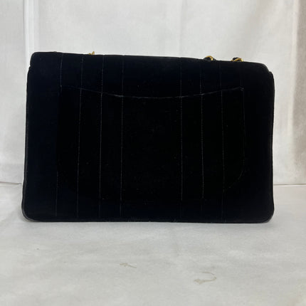 Chanel Classic Flap Maxi Black Velvet Leather Giant Gold CC Logo